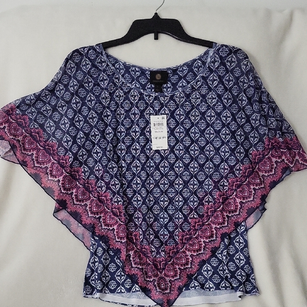 Women's Blue and Pink Patterned Top - Picture 2 of 9